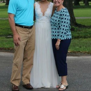 Ivory White Prom A-Line Tulle Lace Formal Dress